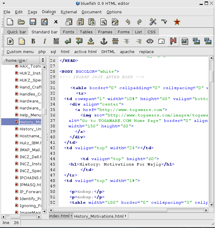 Редактировать css. Линукс ide bluefish. Bluefish html редактор. Визуальные html-редакторы. Bluefish программа.